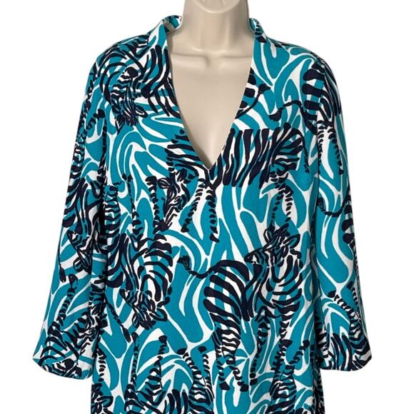 NWT Lilly Pulitzer Devina Shift Dress Bright Navy I'm Game Zebra Print Size 8 - Picture 10 of 13